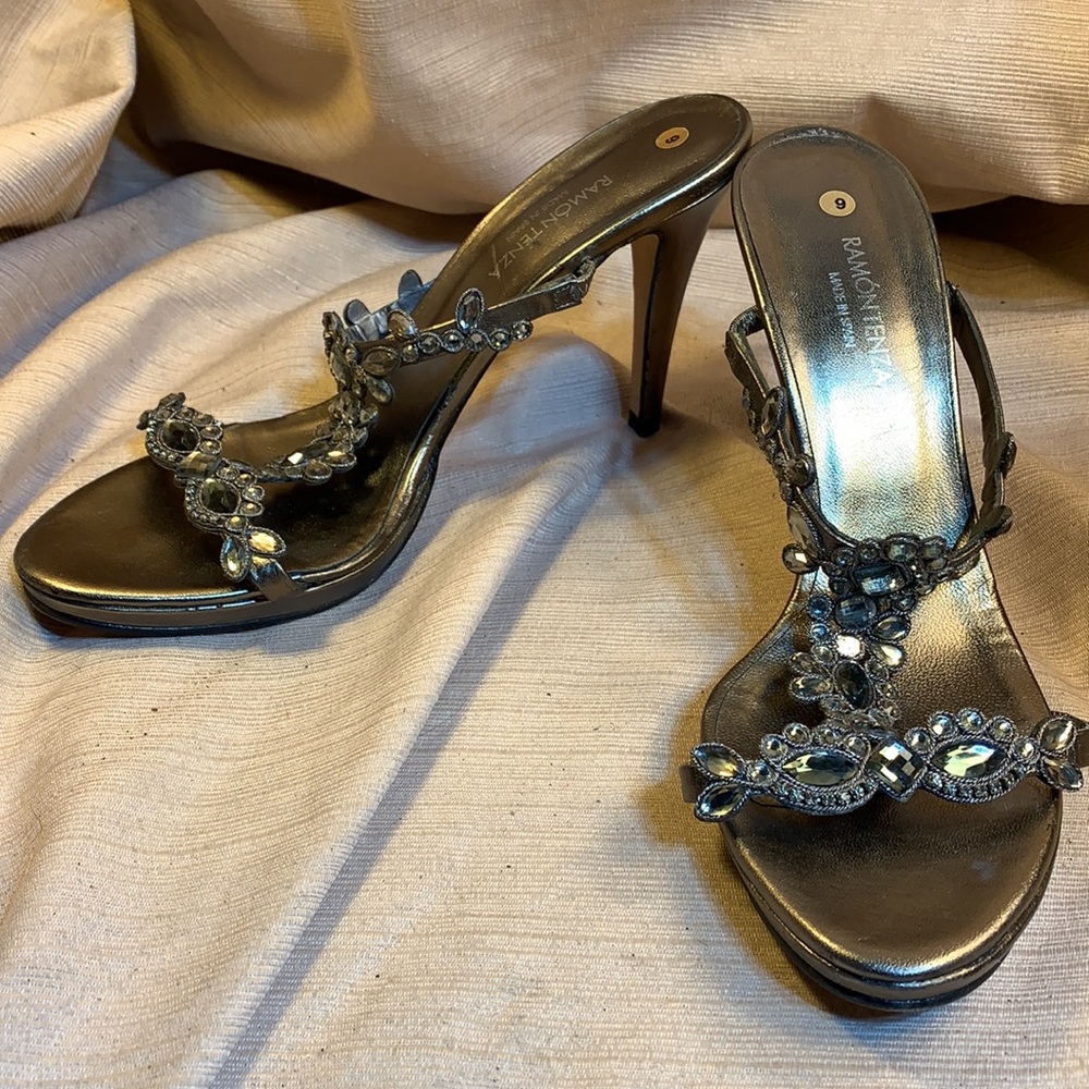 Ramon Tenza leather crystal heels made in Spain